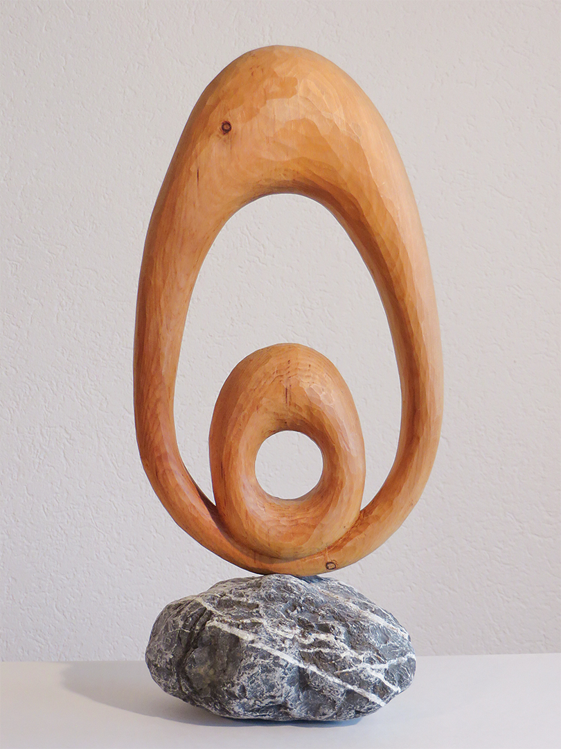 «Ohne Titel» Thomas Moser Skulptur aus Holz und Stein