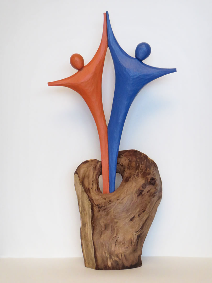 «Skulptur zinnober/reinblau» Thomas Moser – Kunst mit Holz